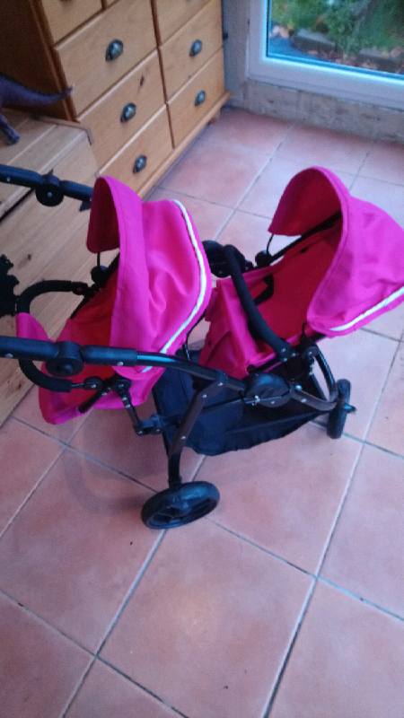 britax duo twin dolls buggy pink